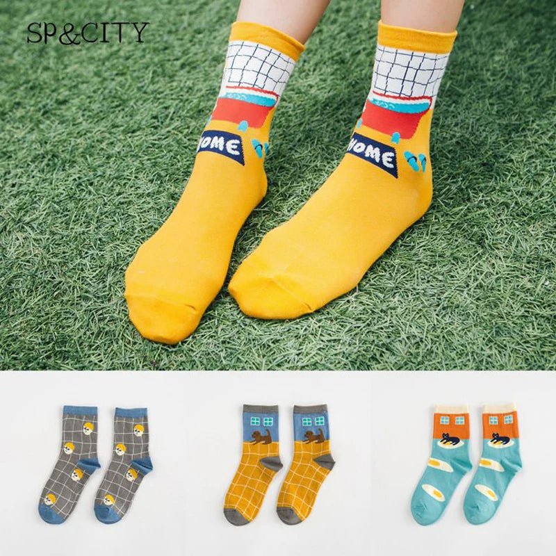 Vintage Women Cartoon Patterned Funny Socks - lily supply