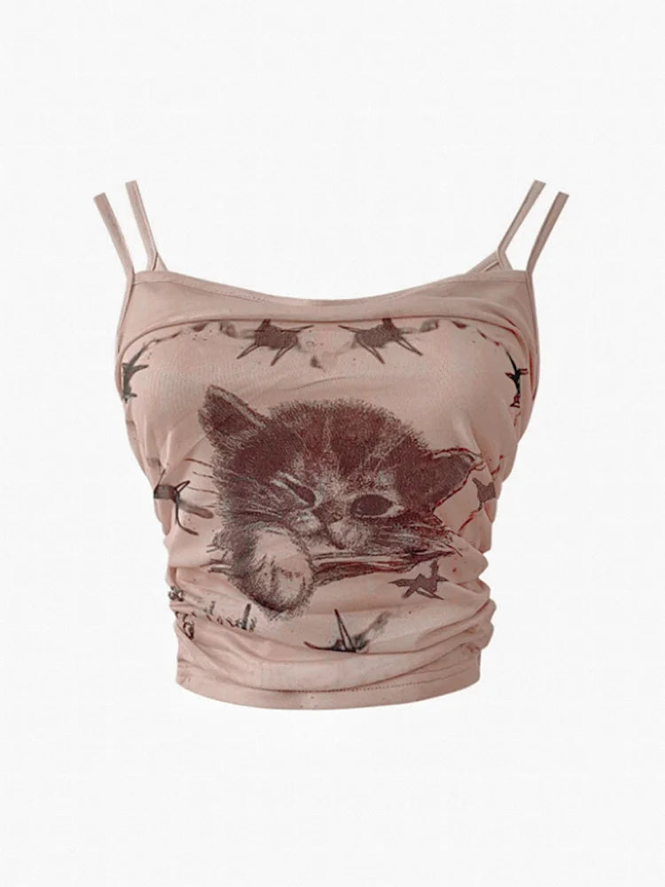 Women's Y2K Kawaii Bodycon Camisole Crop Top