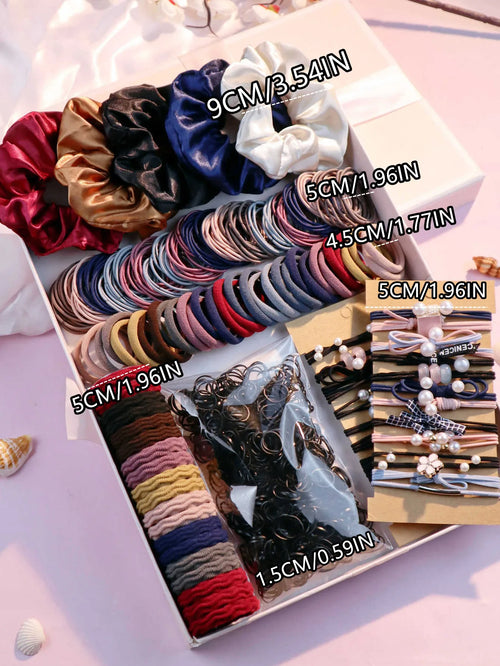 1085pcs Dark Hair Accessories Set - Scrunchies, Hair Bands & Ties - lily supply