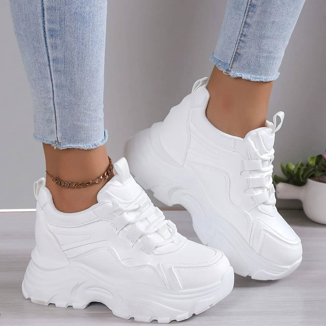 Women's Casual Sports Shoes - Elegant for All Seasons ,lightweight Comfortable Platform Sneaker,white Shoe All - match - lily supply