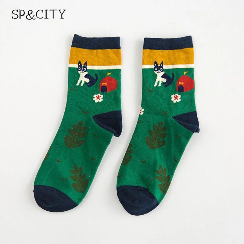 Vintage Women Cartoon Patterned Funny Socks - lily supply
