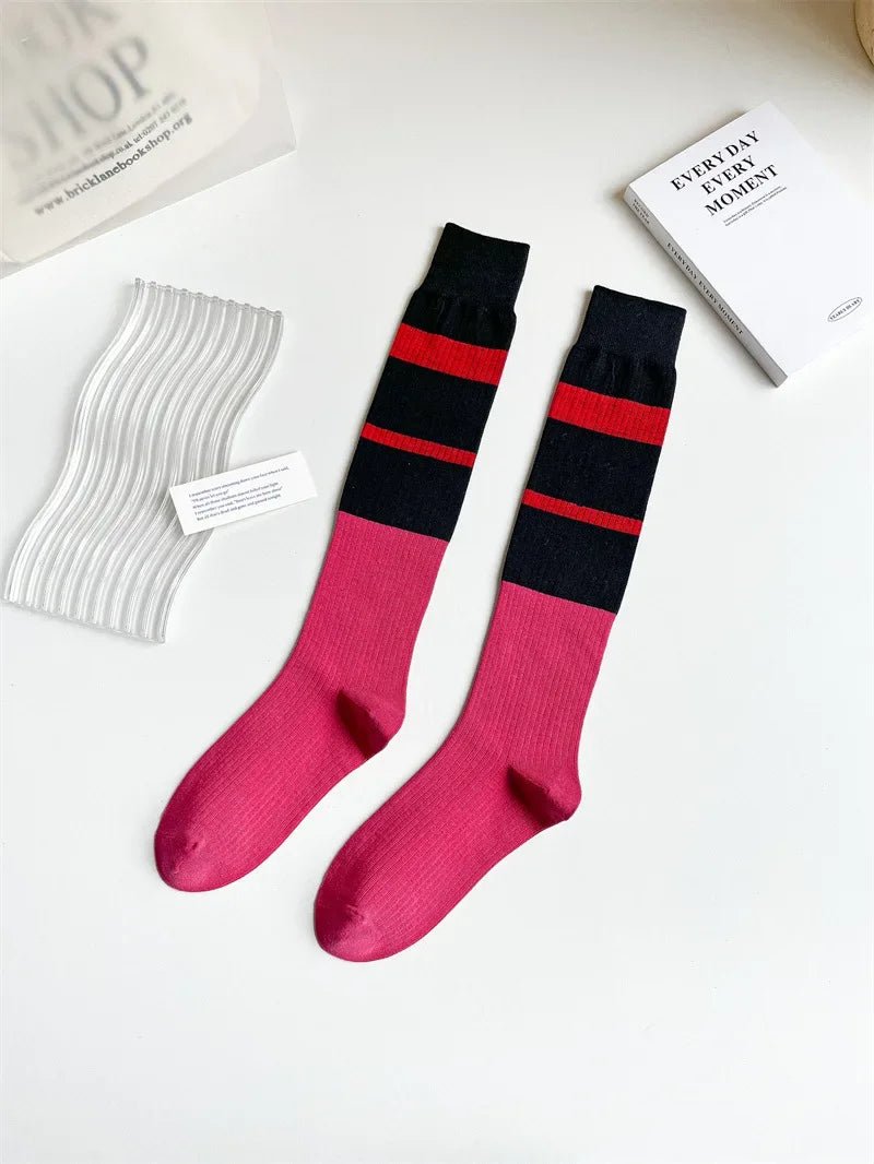 Women's Korean Vintage Over Knee Long Socks - Trendy Fashion Stockings - lily supply