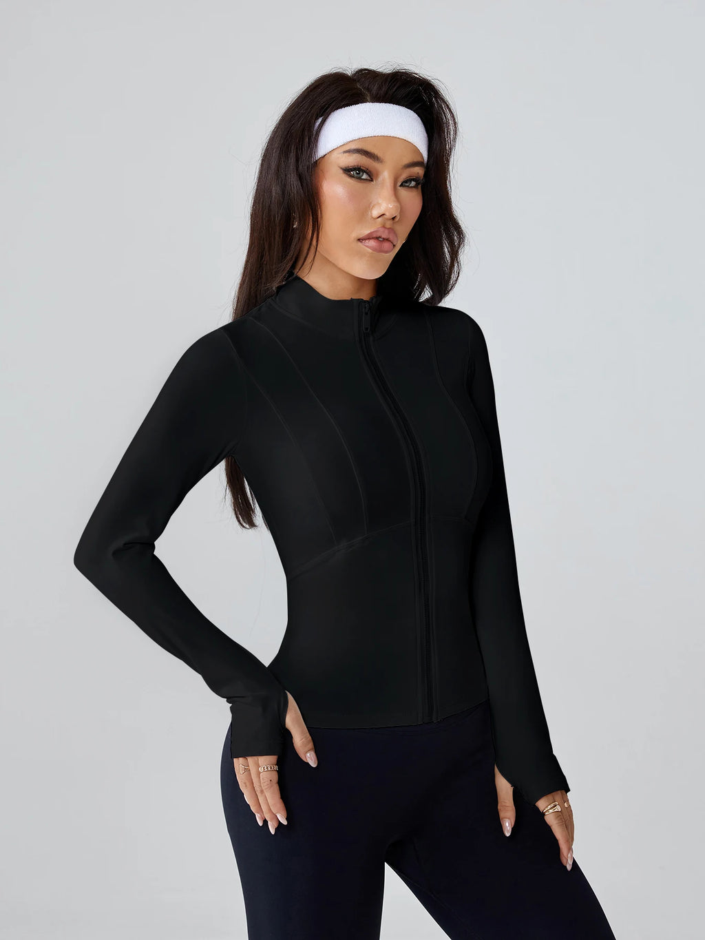 Women's Long - Sleeve Fitted Athletic Jacket for Spring & Fall - Ideal for Running, Gym Workouts & Yoga - lily supply