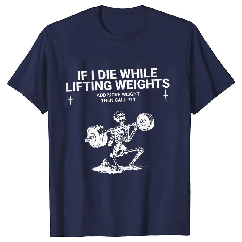 Men's Funny Weightlifting Gym T-Shirt - Short Sleeve Fitness Exercise Tee
