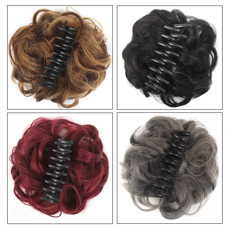 LUPU Synthetic Wavy Curly Messy Bun Claw Clip Hair Piece - lily supply