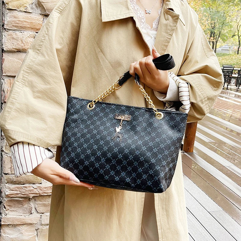 Women's Large Capacity Luxury Print Tote Bag - Trendy Shoulder Purse