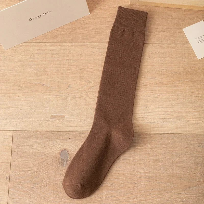 Women's JK Cotton Knee High Socks - Black White Slimming Japanese Korean Style - lily supply