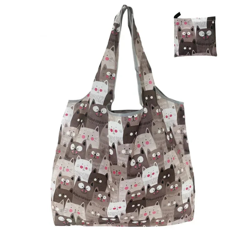 Big Nylon Foldable Reusable Tote Bag - Eco Polyester Shoulder Handbag
