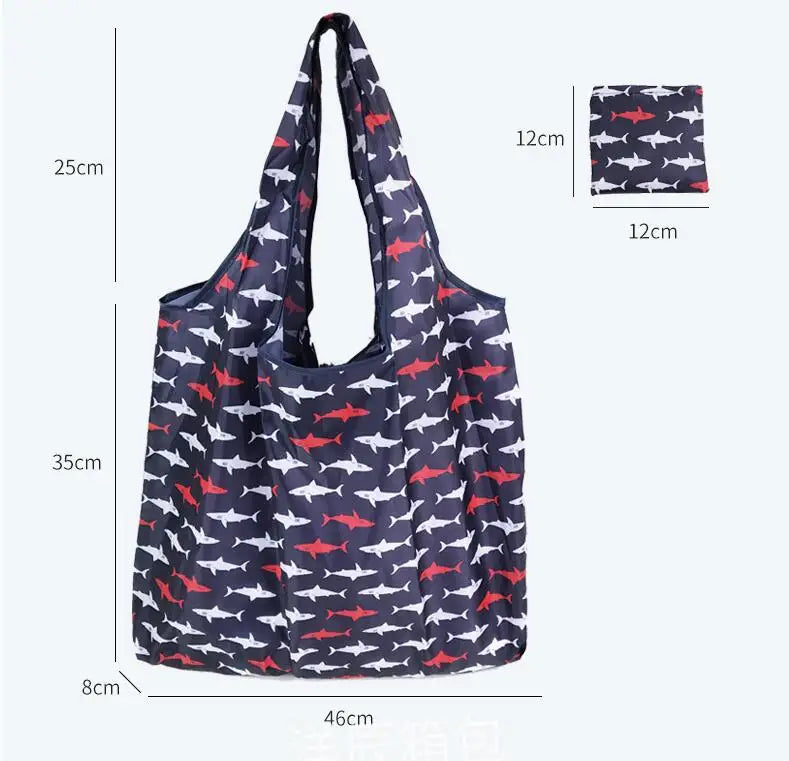 Big Nylon Foldable Reusable Tote Bag - Eco Polyester Shoulder Handbag