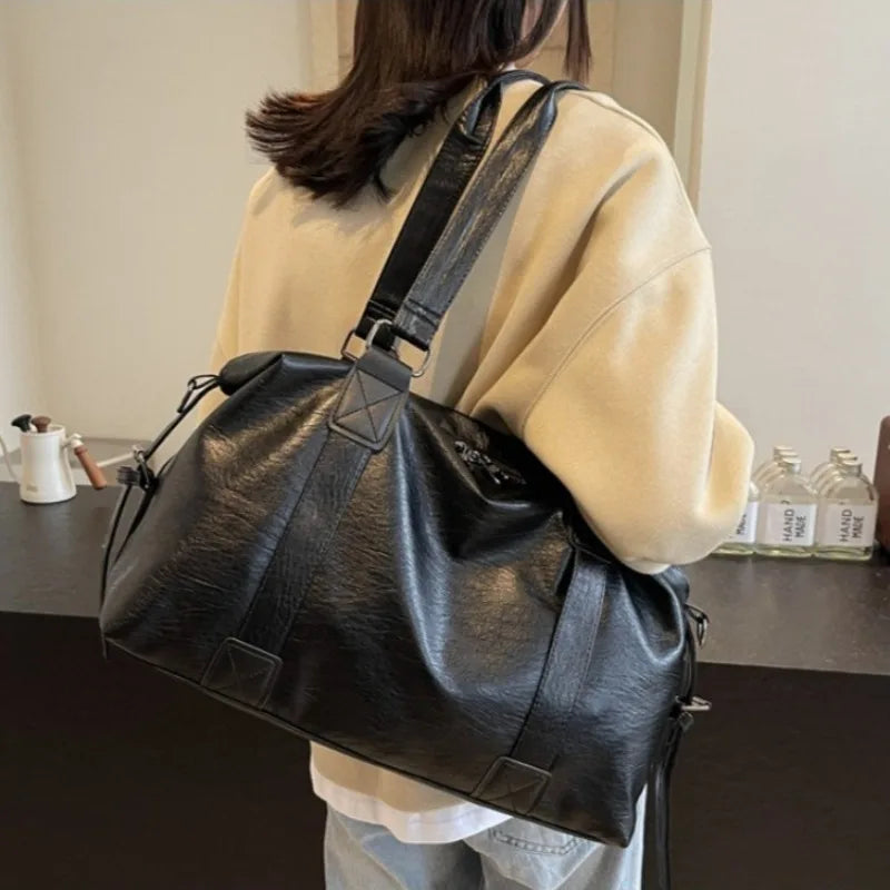 Women's Leather Vintage Shoulder Messenger Bag - Solid Simplicity Handbag