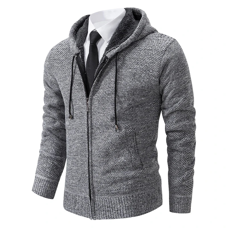 Men's Fleece Zip Stand Collar Cardigan - lily supply