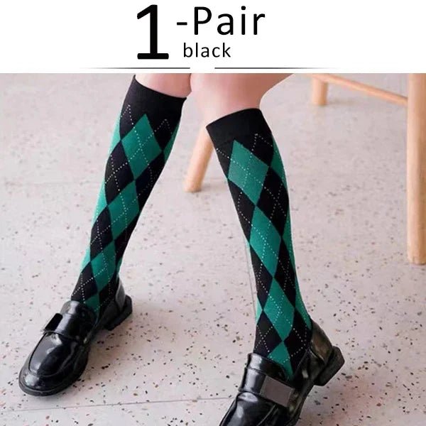 Women's Organic Cotton Diamond Thigh High Socks – Textured Long Socks - lily supply