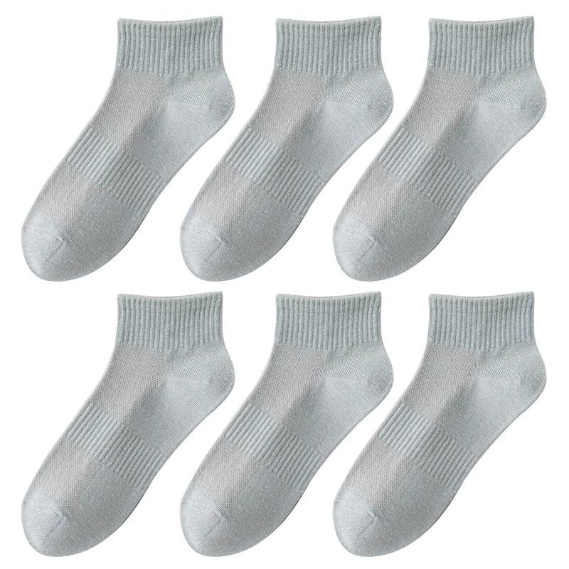 Women's 100% Cotton Short Sports Socks - 6 Pairs Breathable Mesh Low Top - lily supply