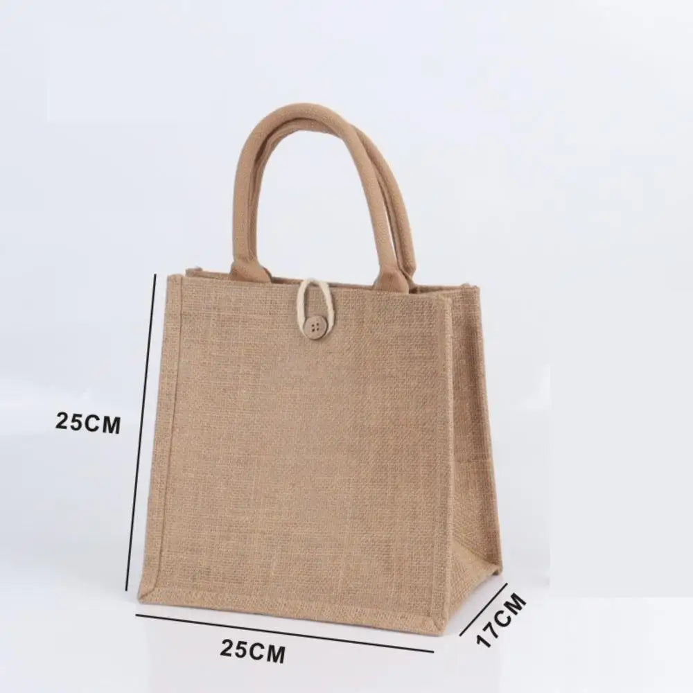 Women's Linen Burlap Beach Tote Bag - Eco Portable Shoulder Handbag