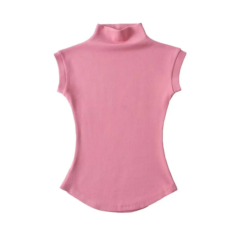Women's Turtleneck Sleeveless Slim Fit Top