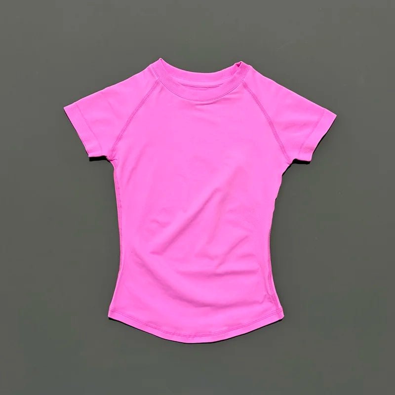 Women Sports T-Shirt Round Neck Short Sleeve Breathable Stretchy Tops Gym Fitness Yoga Running Workout Casual Athletic Shirts - lily supply