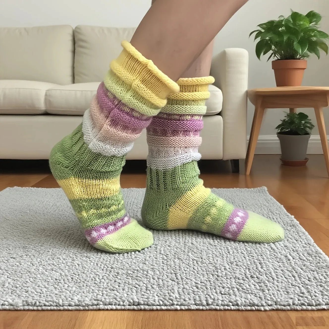 1 Pair Trendy Women's Colorful Striped Socks - lily supply