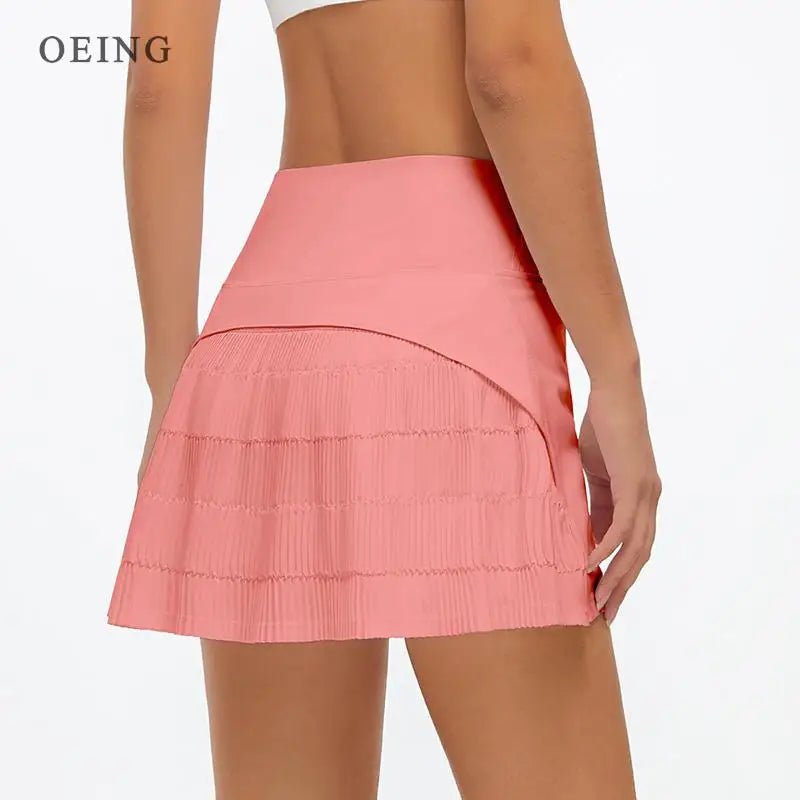 Women Sports Tennis Skirts Fitness Running Shorts High Waist Athletic Skirt With Pockets Pleated Sport Skort Golf Sportswear - lily supply