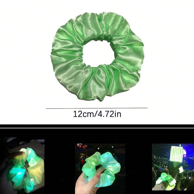 10pc LED Light Up Hair Scrunchie - Elastic Satin Party Ponytail Holder - lily supply