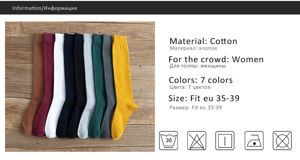 Women's Organic Cotton Thigh High Knee Socks – Solid Colour Long Socks - lily supply