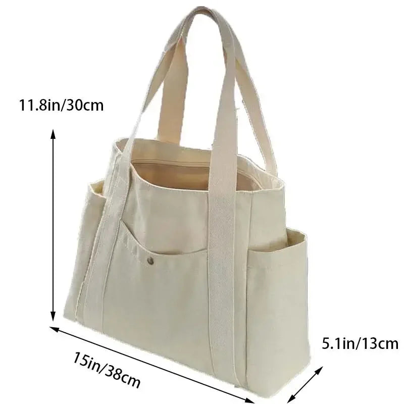 Large Capacity Canvas Tote Bag - Commuter Art Student Shoulder Bag