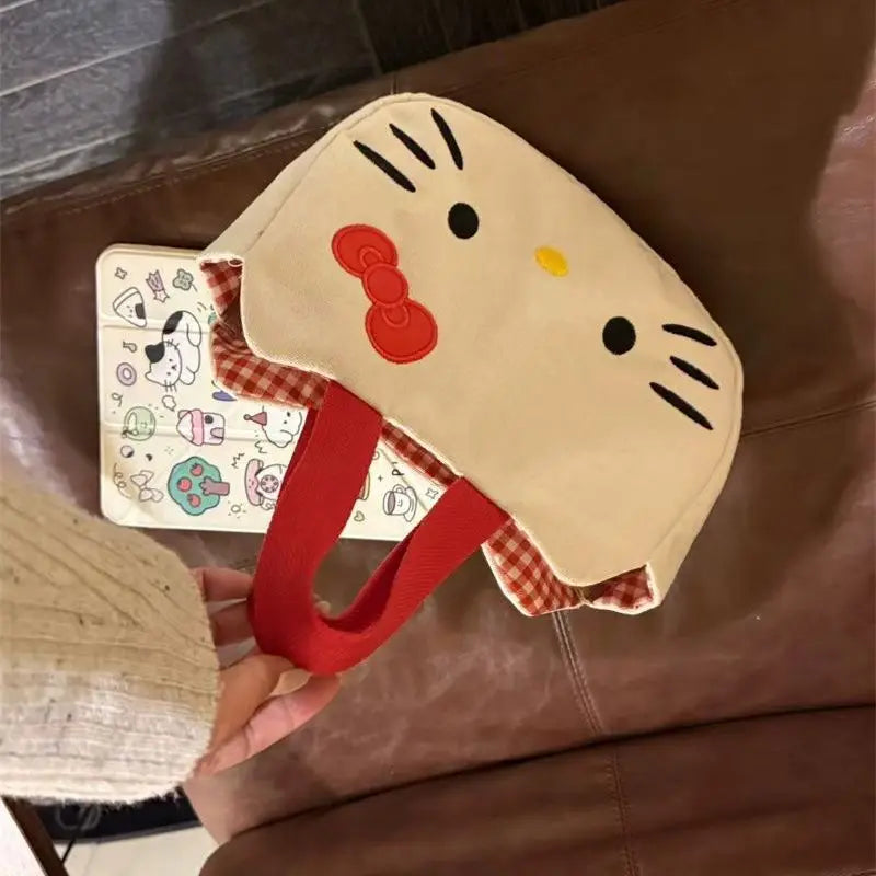 Cute Cartoon Canvas Tote Bag - Large Capacity Women Daily Commute Shoulder Bag