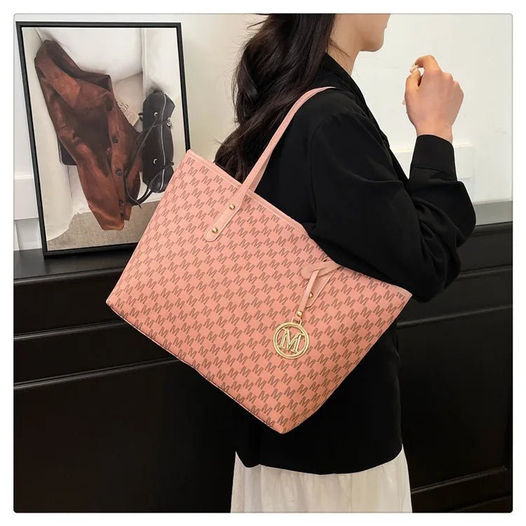 Women's PU Leather Print Commuting Tote Bag - Large Capacity College Handbag - lily supply