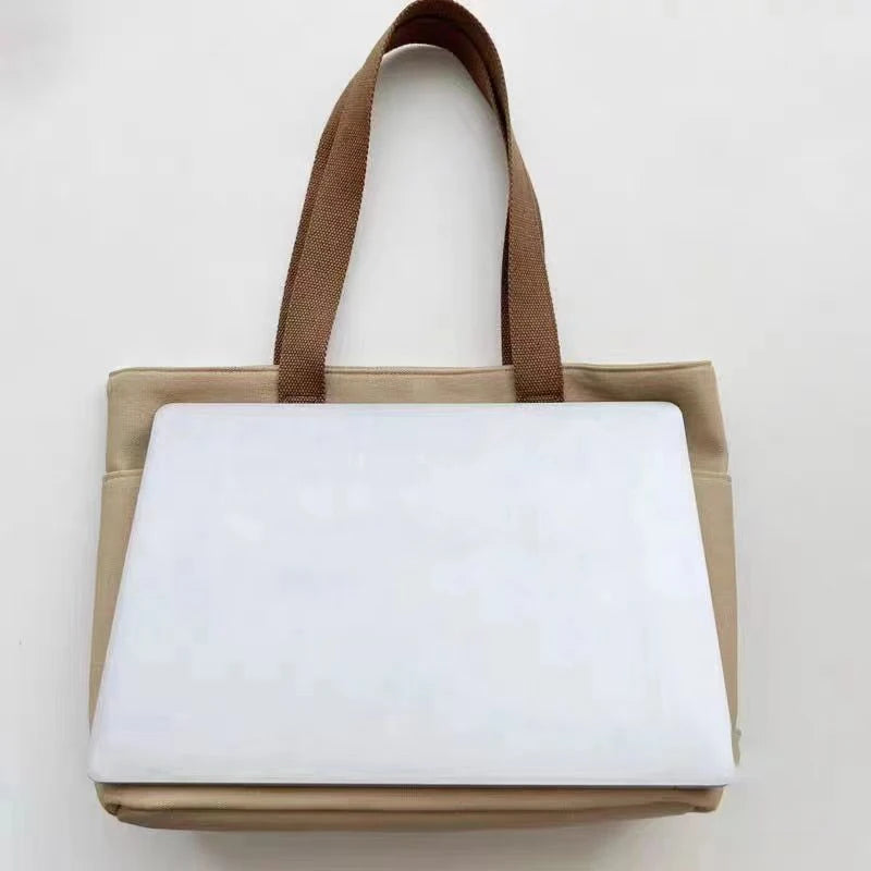 Women's 2-Layer Canvas Tote Bag - Large Capacity Student Commute Bag