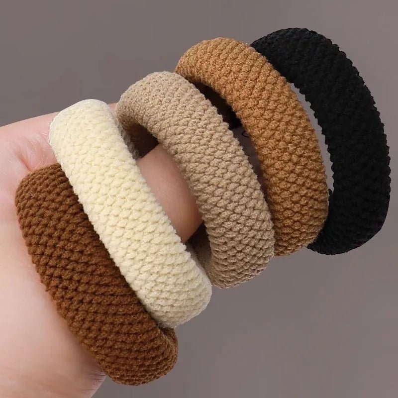 5pcs High Elasticity Seamless Thick Knit Scrunchie Ponytail Holders - lily supply