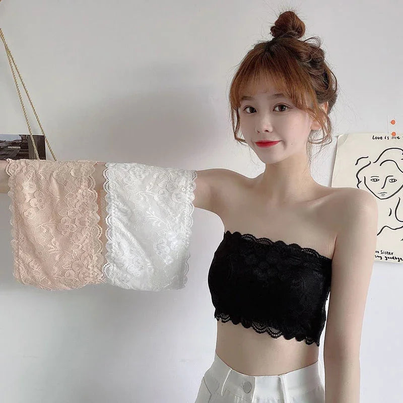 Women's Strapless Lace Bralette Crop Top