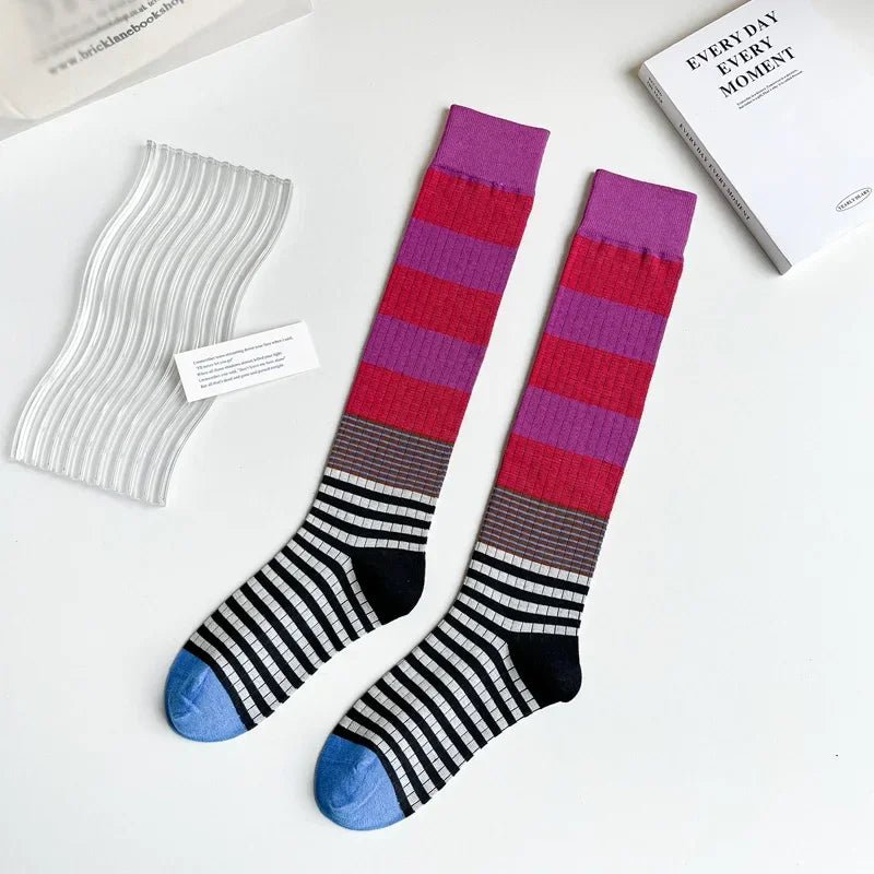 Women's Korean Retro Knee Length Socks – Vintage Style Long Socks - lily supply