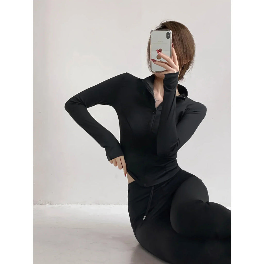 Women's Sun Quick Dry Yoga Zip Jacket - Long Sleeve Running Fitness S-3XL