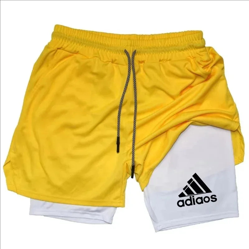 Men's 2-in-1 Mesh Compression Shorts – Breathable Quick Dry Gym Fitness Running Shorts