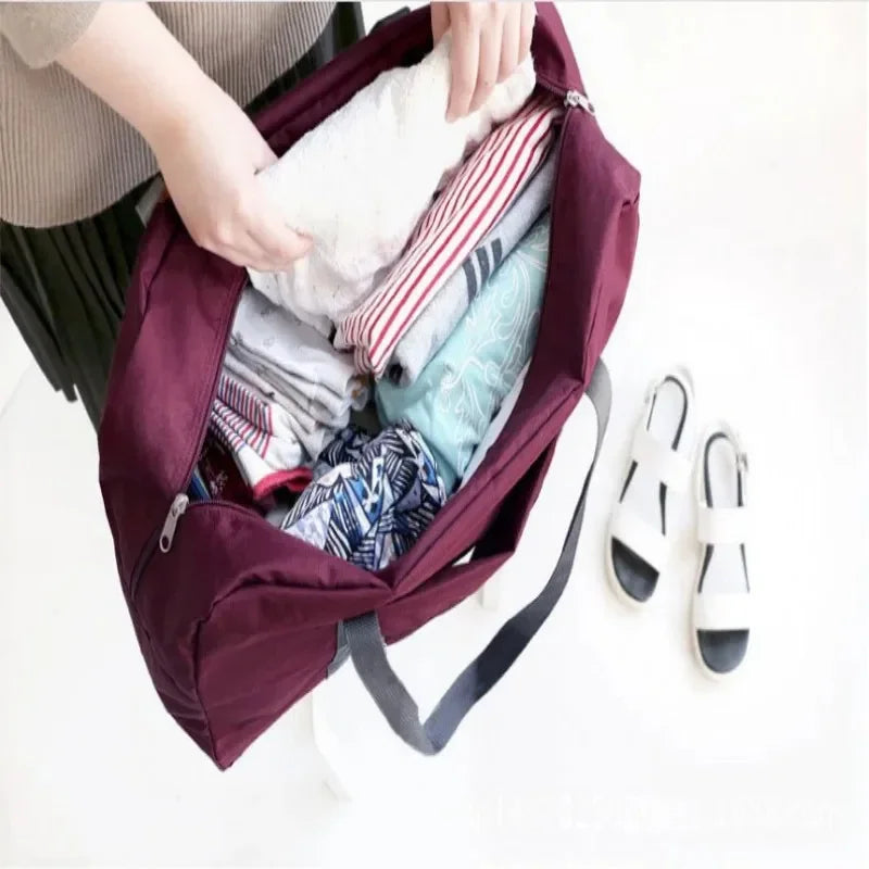Collapsible Travel Bag for Women Girls - Lightweight Carry-On Luggage with Large Capacity Soft Fabric for Weekend Trip Business