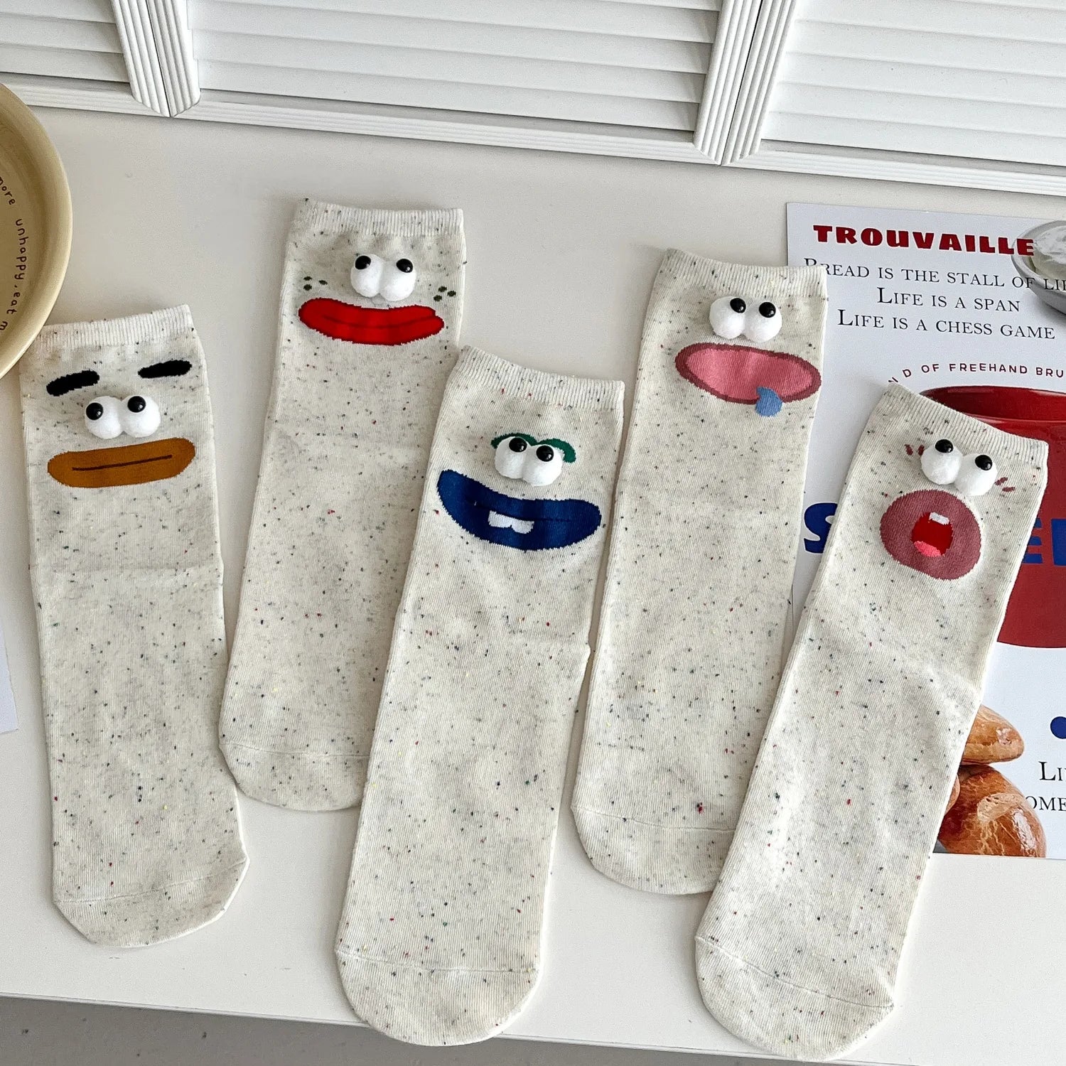 Funny Expression Women's Socks - Cute Cartoon Gift - lily supply