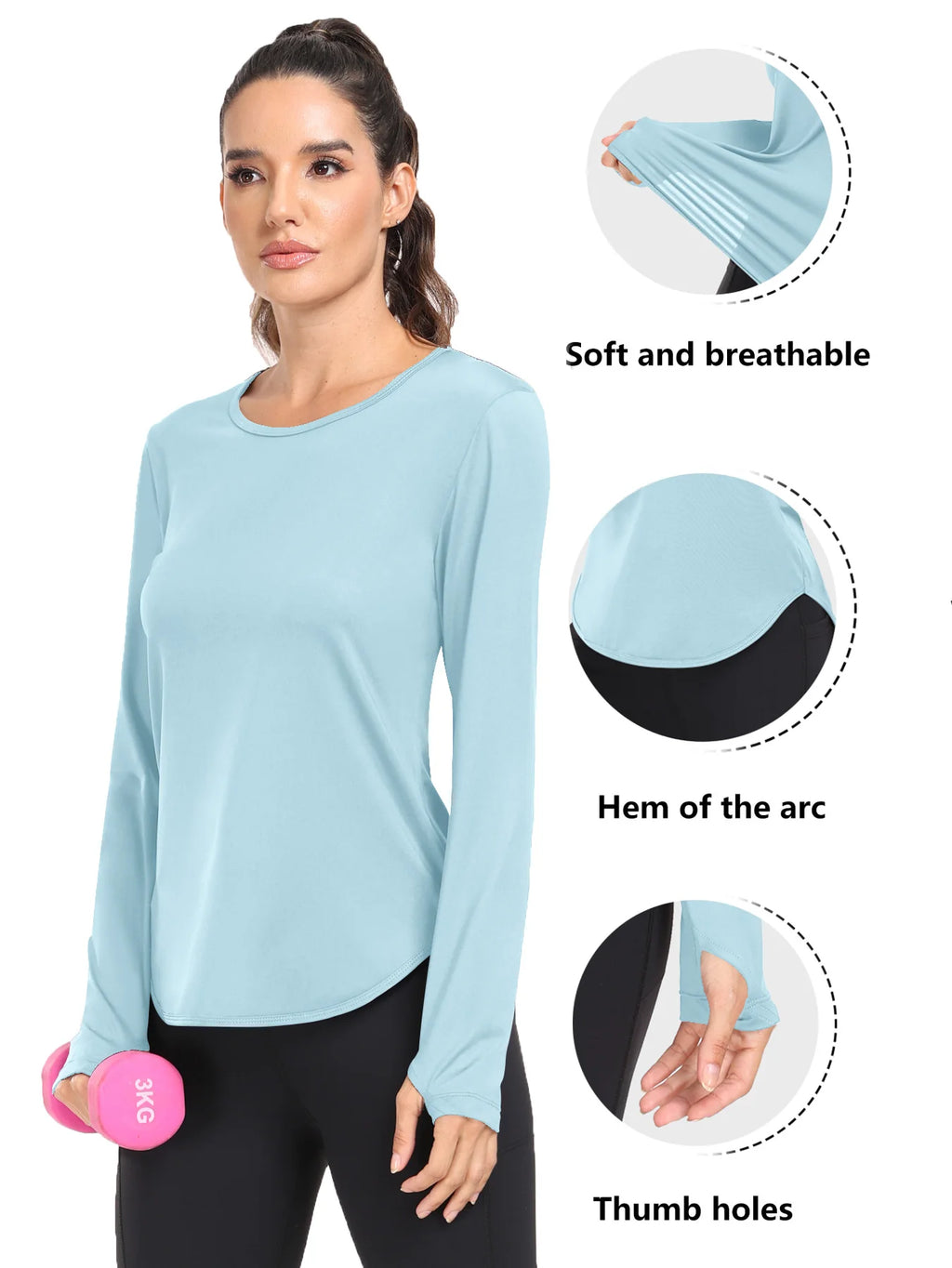 Women T-Shirts Sun Protection Sports Long Sleeves UV Protection Loose Breathable Running Yoga Clothes Fitness - lily supply