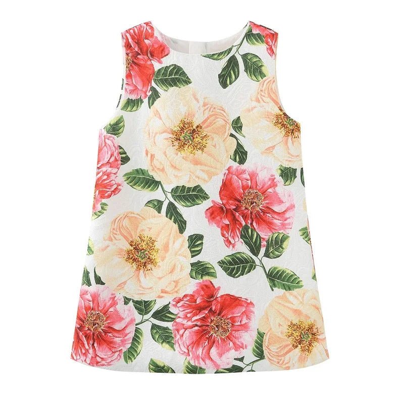 Girls Birthday Party Dress Fashion Rose Printing Children Costumes For Girls Brand Kids Dresses Princess Girls Party Dress - lily supply