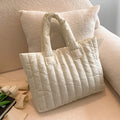 Women's Cotton Padded Nylon Tote Handbag - Large Capacity Solid Casual Elegant