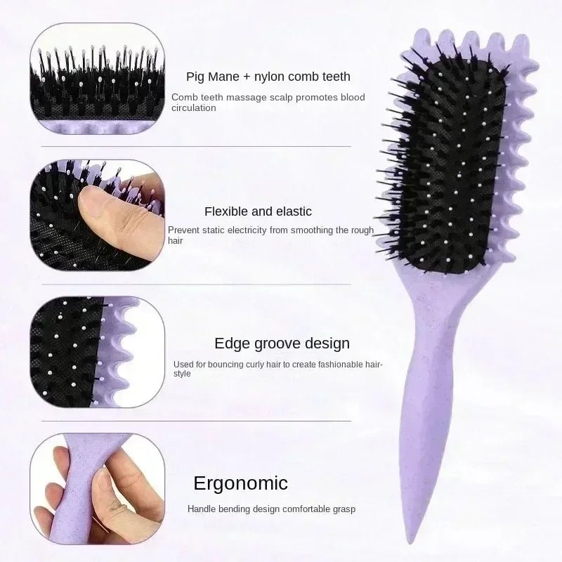 Salon Curly Hair Styling Brush - Combing & Shaping for Men & Women - lily supply