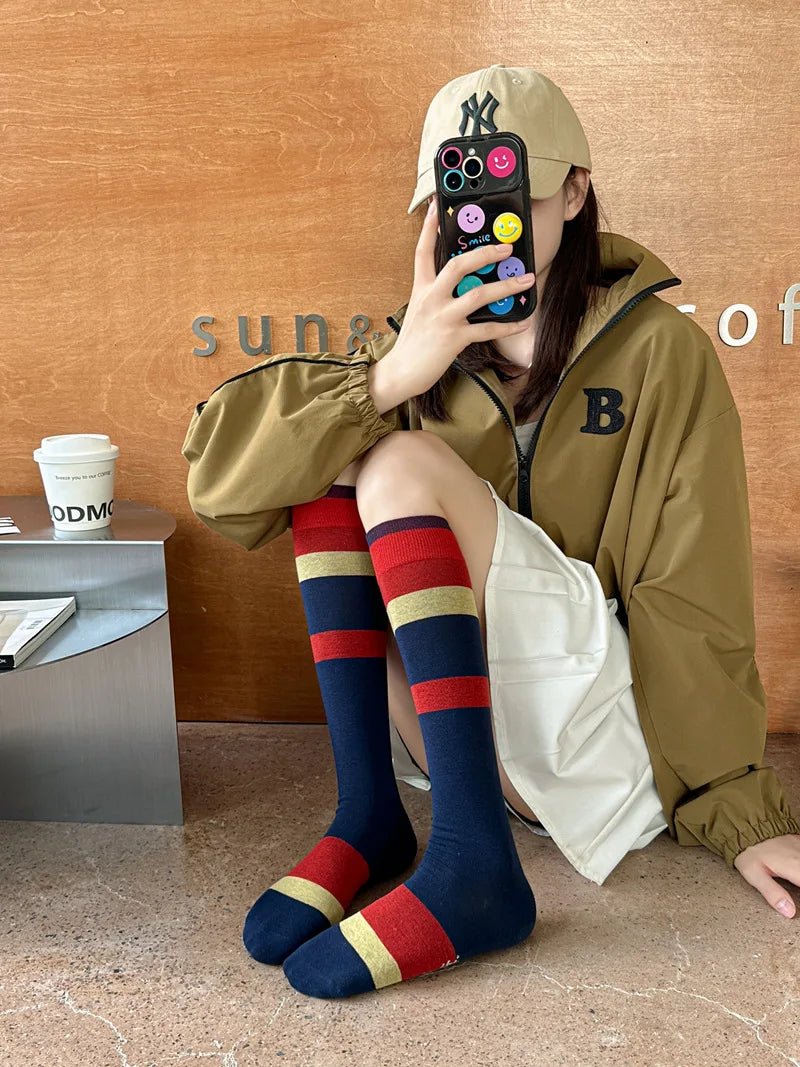 Women's Korean Retro Knee Length Socks – Vintage Style Long Socks - lily supply
