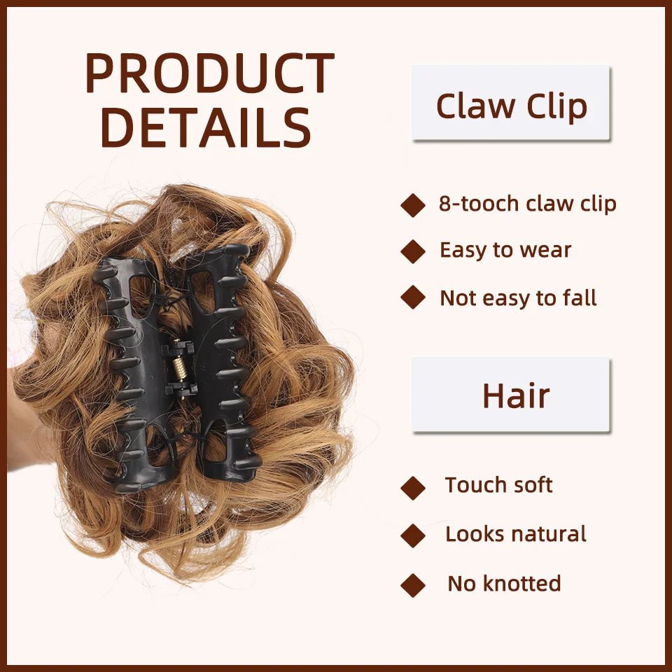 LUPU Synthetic Wavy Curly Messy Bun Claw Clip Hair Piece - lily supply
