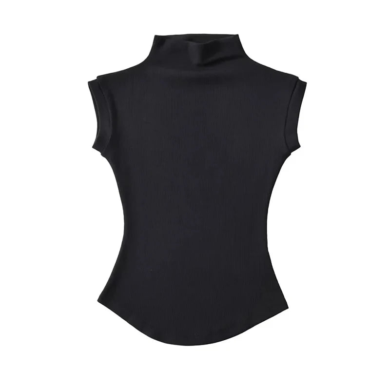 Women's Turtleneck Sleeveless Slim Fit Top
