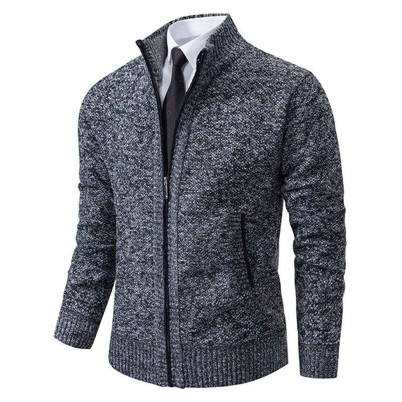 Men's Fleece Zip Stand Collar Cardigan - lily supply