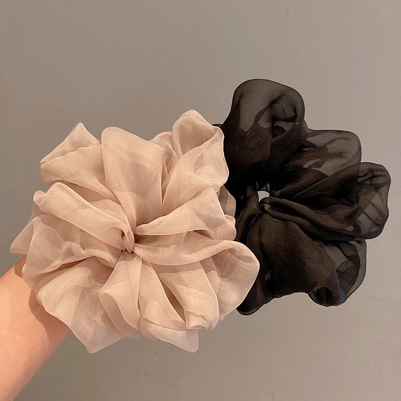 Oversized Organza Chiffon Scrunchie - Korean Large Elastic Hair Bands - lily supply