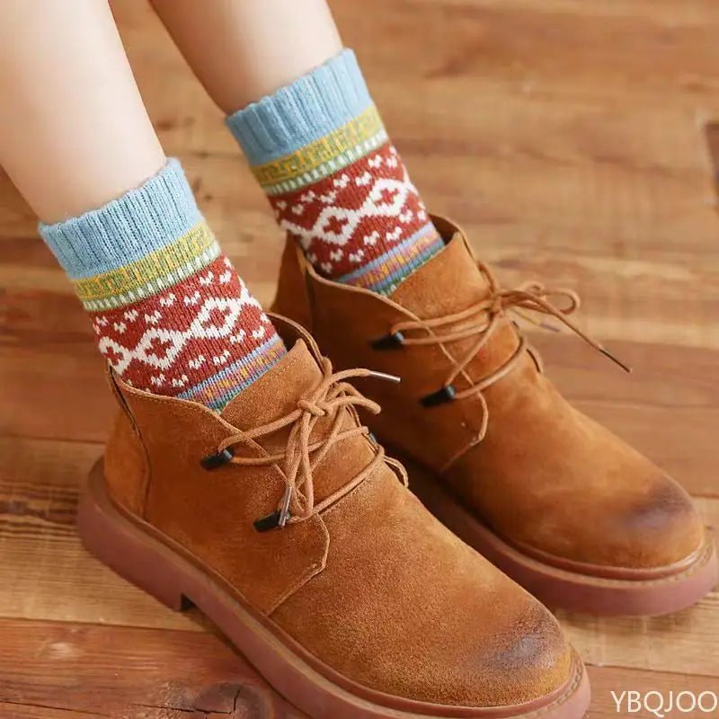 Women's Retro Ethnic Thickened Warm Mid Socks – Cosy Winter Socks - lily supply