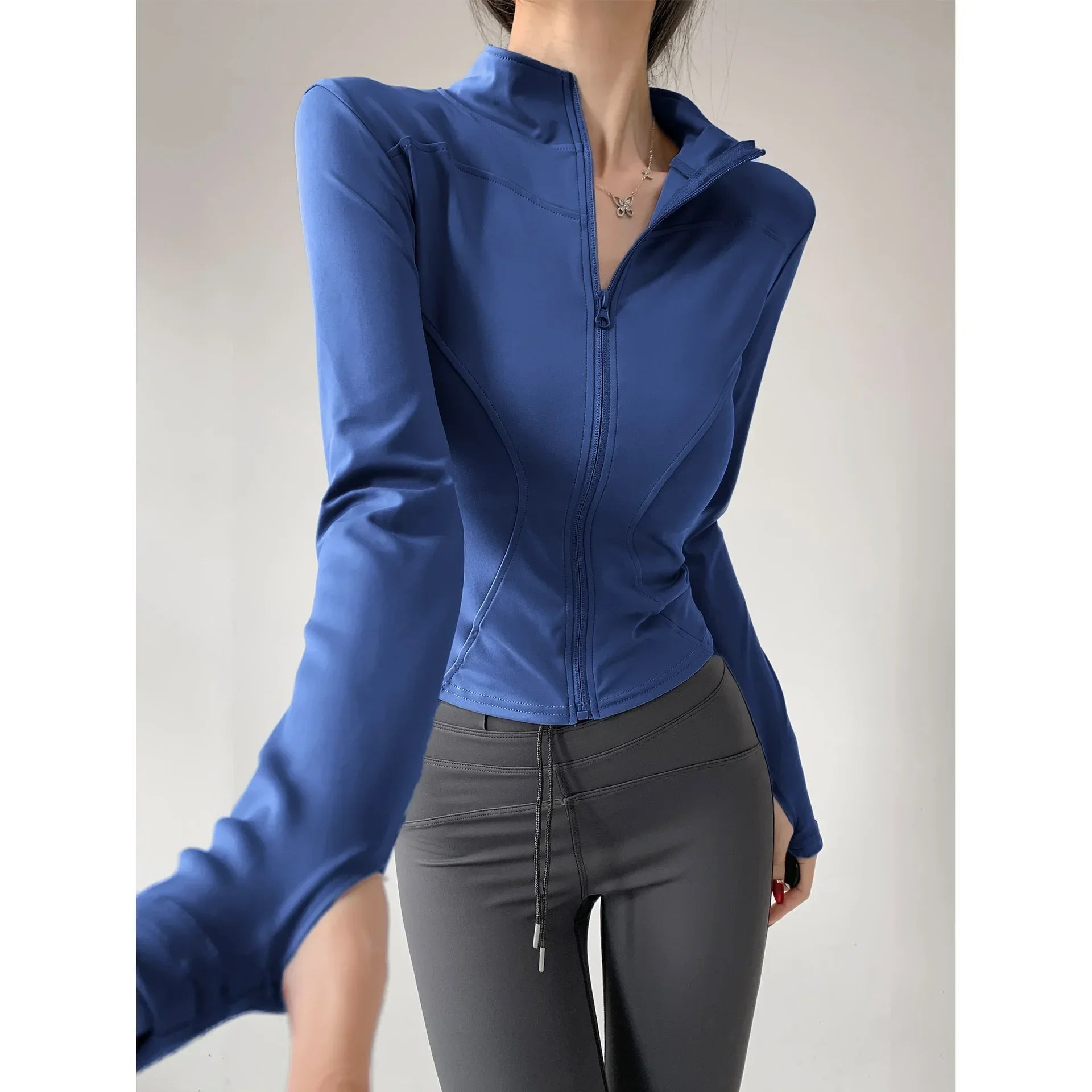 Women's Sun Quick Dry Yoga Zip Jacket - Long Sleeve Running Fitness S-3XL