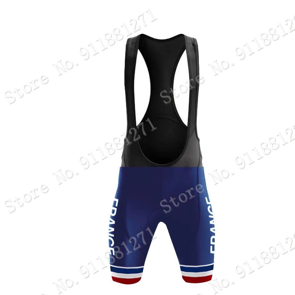 Cycling Jersey France National Team 2024 Set French Retro Clothing Road Bike Blue Shirts Suit Bicycle Bib Shorts MTB Maillot - lily supply