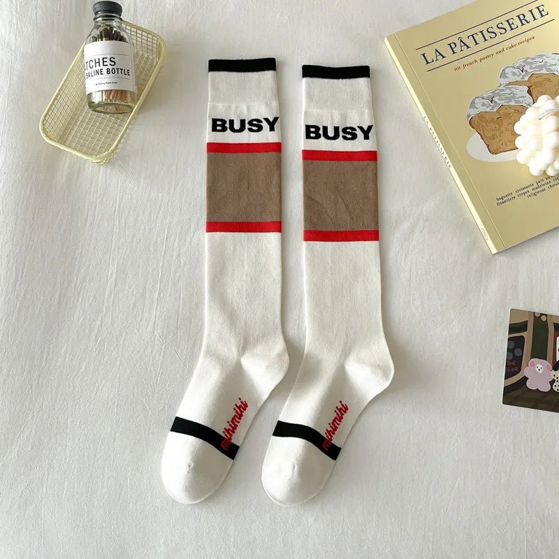Women's Korean Retro Knee Length Socks – Vintage Style Long Socks - lily supply