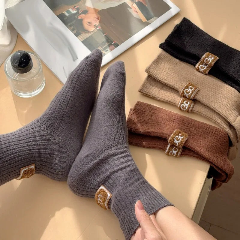 Women's Furry Heel Knitted Snow Boot Socks – Cosy Winter Boot Socks