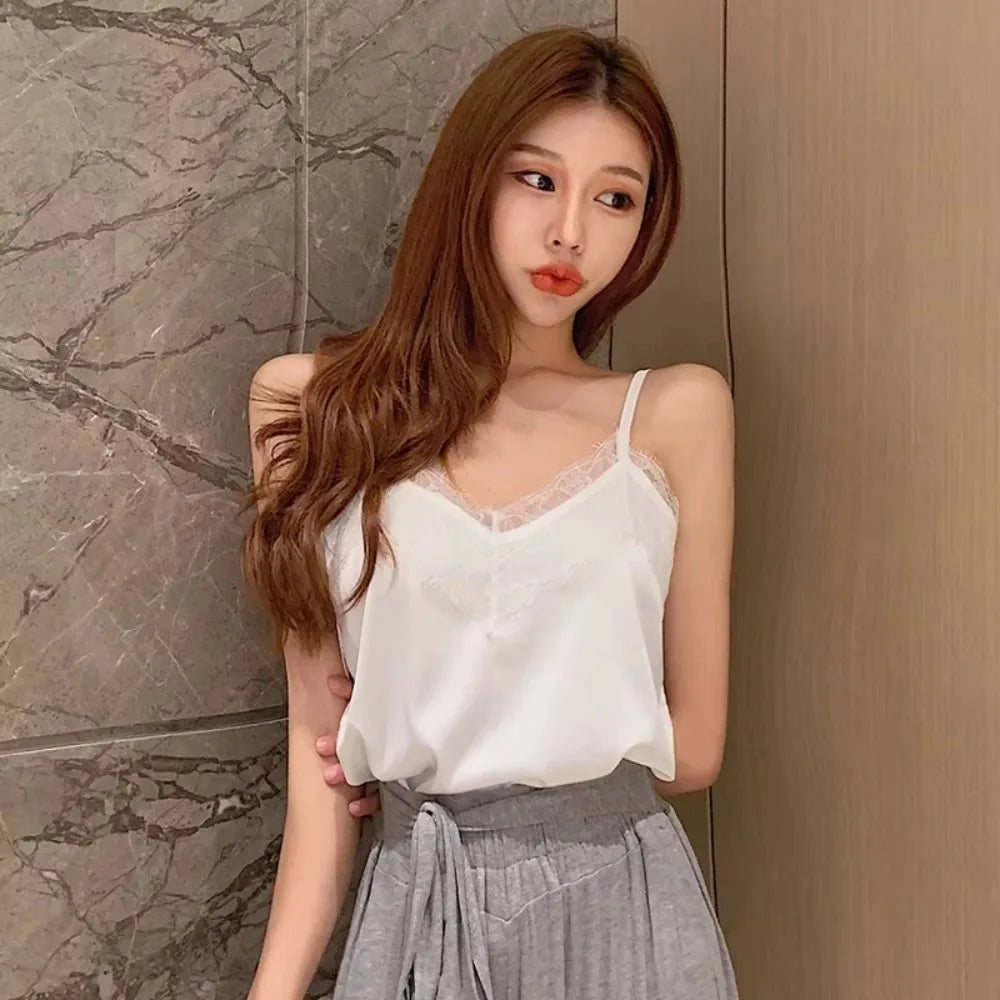 Women's Lace Silk Spaghetti Strap Cami Top